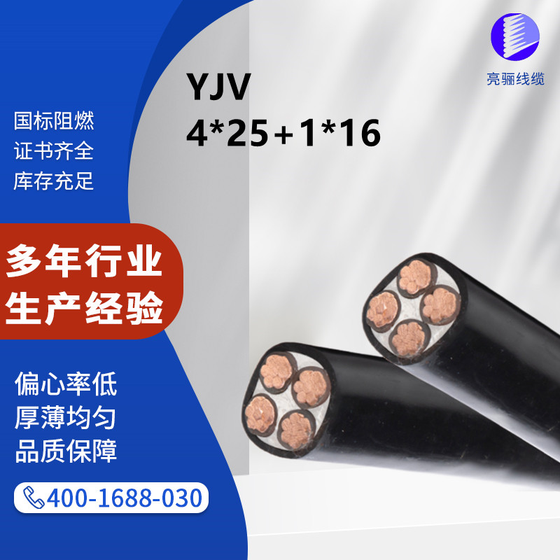 陕西亮骊线缆YJV-4*25+1*16电力电缆yjv厂家