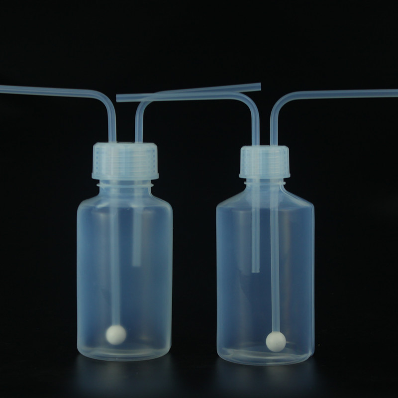 化工单位常用PFA洗气瓶特氟龙材质带四氟过滤球长进短出