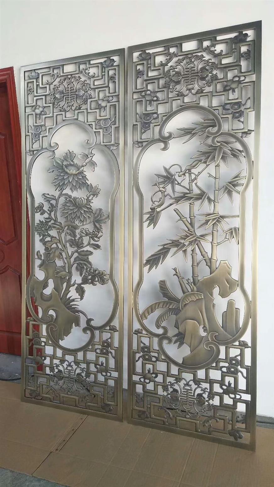 江苏酒店中式屏风浮雕 假山背景墙浮雕铝屏风批发