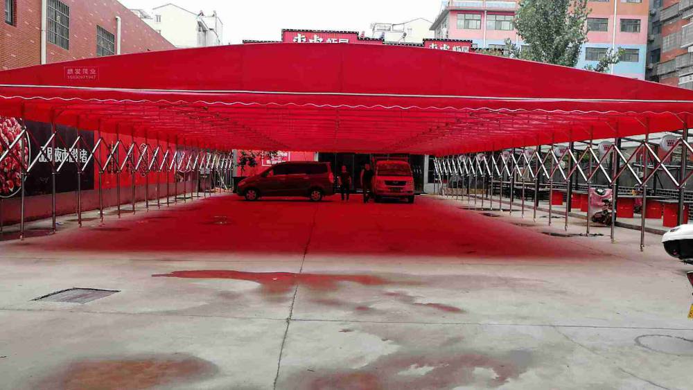 貴陽福鑫鋼結構推拉雨蓬伸縮遮陽蓬工地帳篷洗車蓬