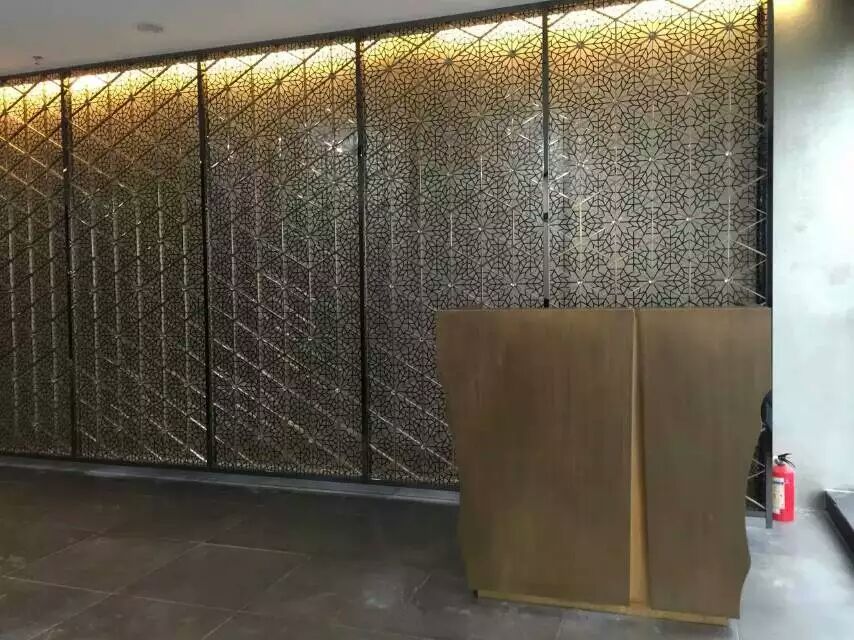 郑州中式客厅格栅 不锈钢屏风加工设计 红古铜屏风厂家