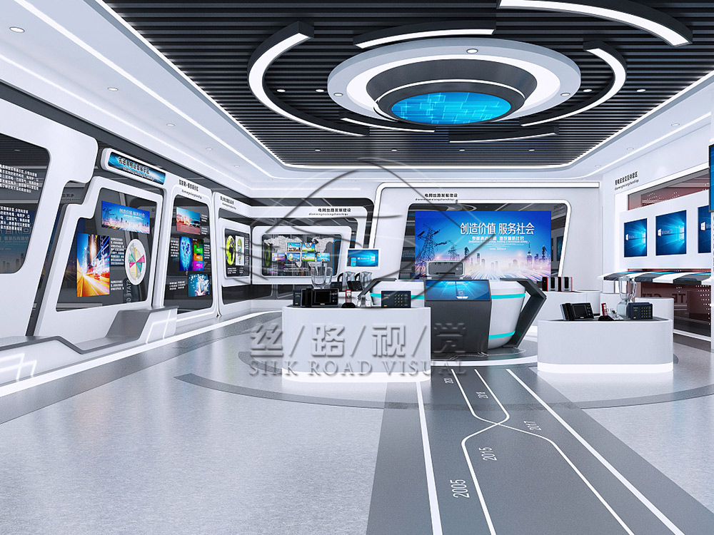 河南电网电力展厅设计施工,虚拟现实电网电力展厅布置方案,