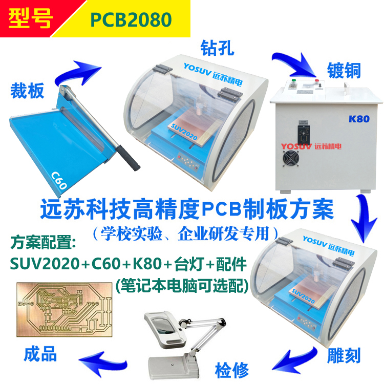 实训PCB制版设备 PCB2080 桌面式PCB雕刻机打样 远苏精电