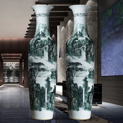 景德镇陶瓷 落地大花瓶 1.8米清明上河图 客厅酒店装饰摆设瓷