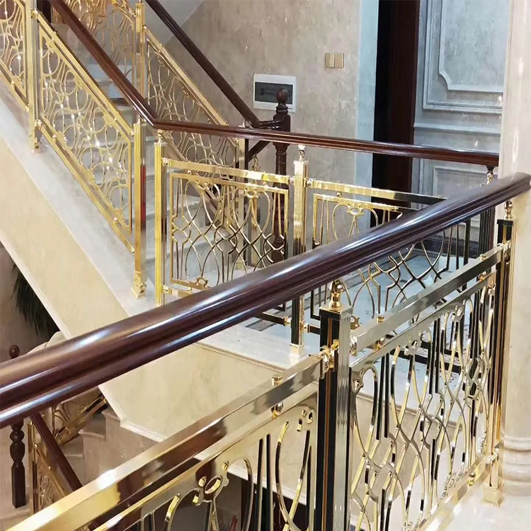 欧式铝板装饰别墅楼梯护栏 艺术金属雕花楼梯栏杆