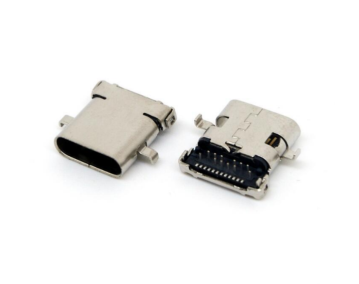 TYPE C沉板式母座-USB3.1母头90度沉板插板两脚针前贴后插24P