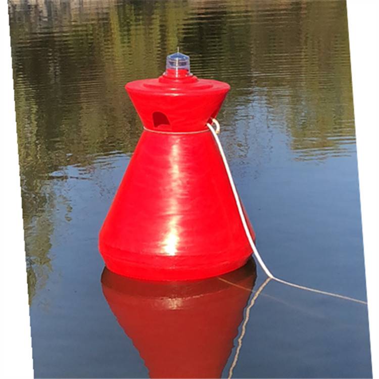 航道浅滩施工警示浮标 直径1米灯塔形定位助航塑料浮标