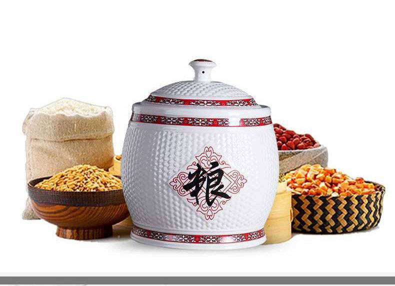 景德镇米罐米缸陶瓷带盖高端米桶10/20/50斤密封防虫油缸腌菜肉缸