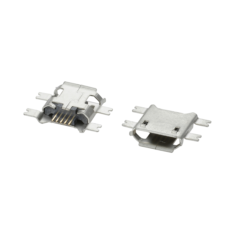 MICRO USB插座micro usb数据线底座5P四脚平口卷边插座可定制