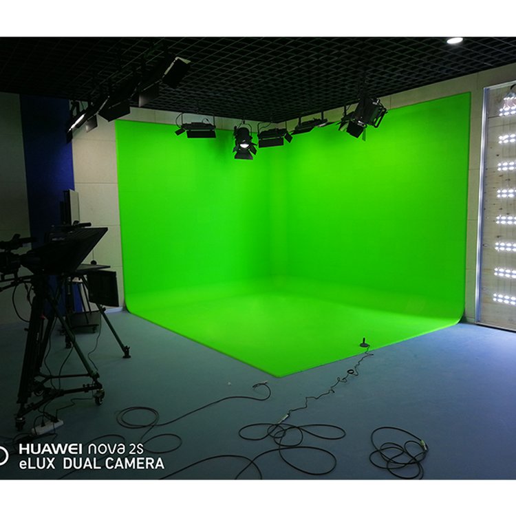 虚拟直播间蓝绿箱搭建 免漆拼接蓝箱 校园电视台演播厅弧形绿箱板