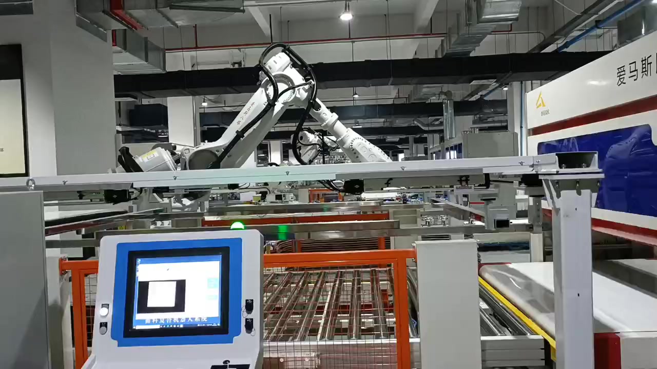 浙江爱马斯床垫生产线，床垫自动化生产线，机器人床垫生产线，智能自动化床垫生产线