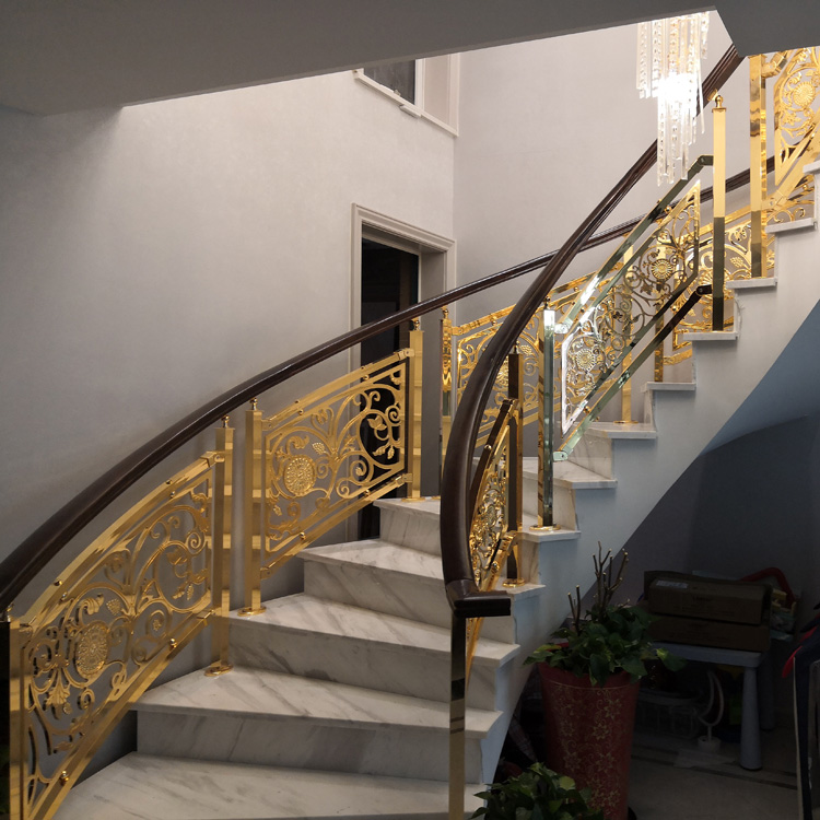 济南铜艺雕花楼梯扶手 造型精美 设备简单
