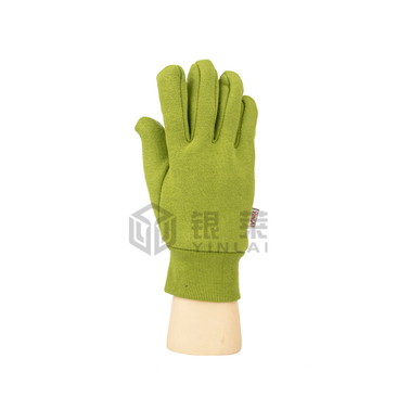 银莱厂家批发军绿色黄绿色针织绒布加厚保暖防寒绒里劳保防护棉手套