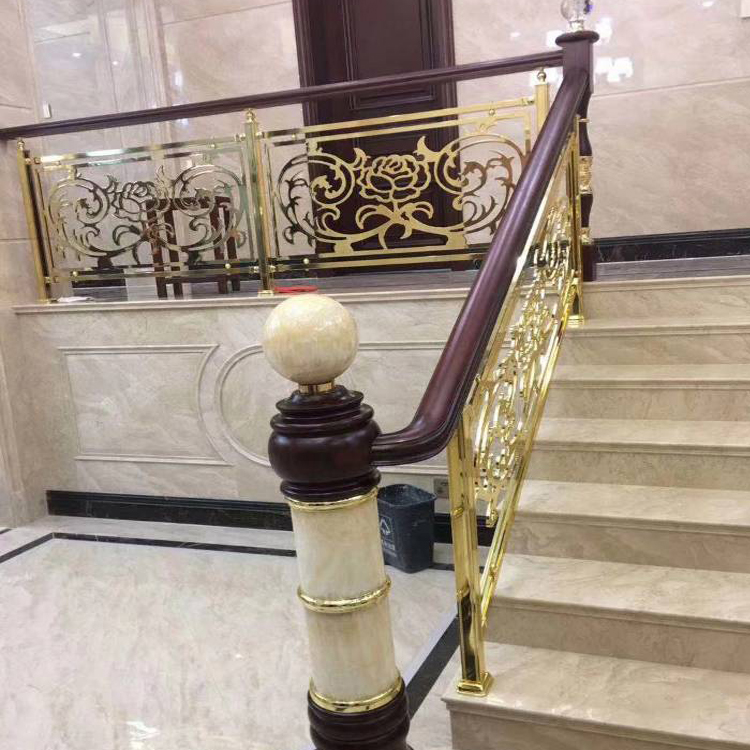 欧式不锈钢楼梯扶手介绍 镀金铜楼梯护栏优点