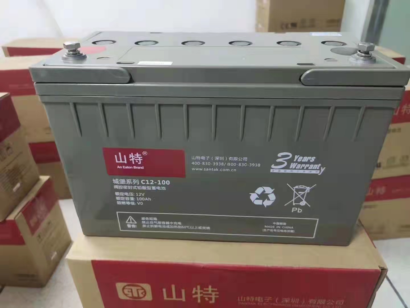 山特蓄电池12V100AH C12-100免维护蓄电池UPS/EPS/直流屏应急电源
