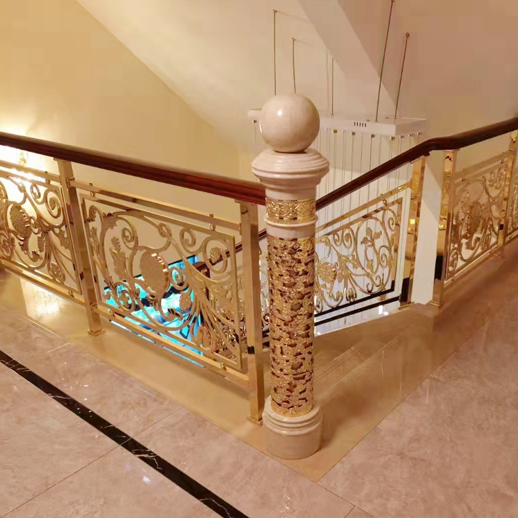 永昌中式沙金铜板雕花楼梯扶手时髦有个性