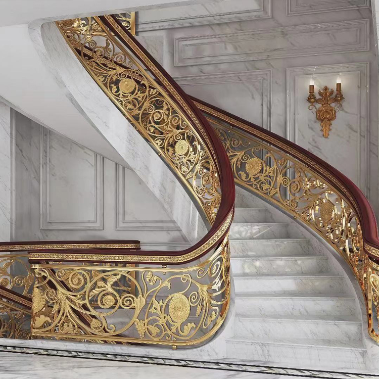 太白旋转轻奢铜雕花楼梯扶手结构精巧造型优雅