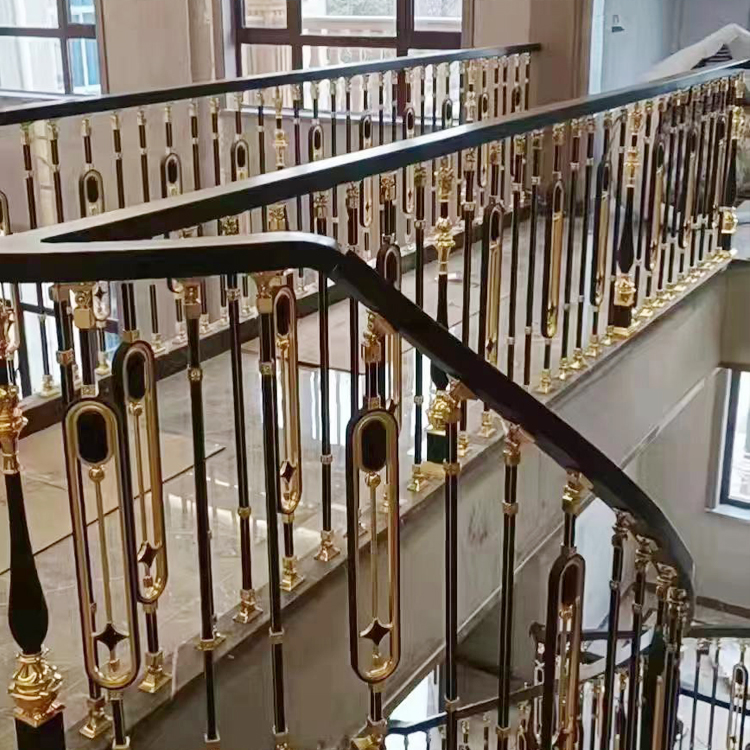 新颖镀金铜楼梯扶手旋转款式设计