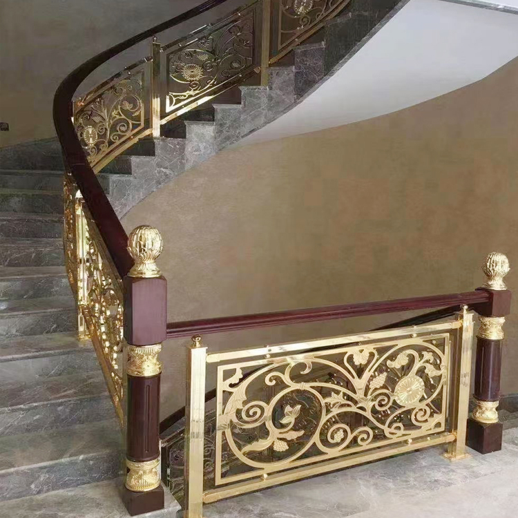 新颖复古弧形镀金铜楼梯扶手的优点