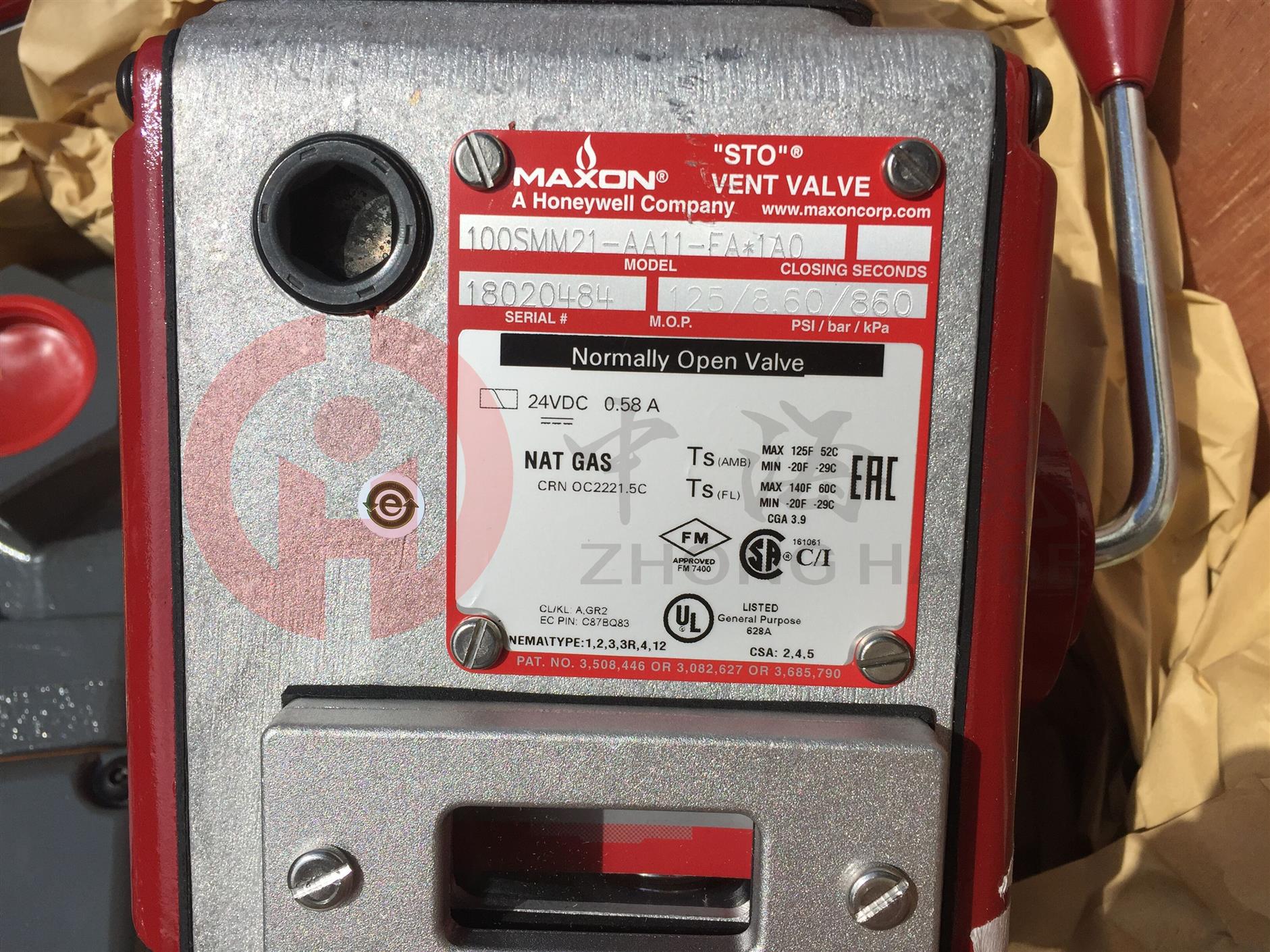 郑州霍尼韦尔MAXONMAXON热能备件 机电高压油安全切断阀 00504700-E1B 产品说明书