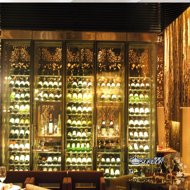 酒窖地下室红酒柜 展示酒架陈列柜 组合玻璃恒温恒湿不锈钢酒柜