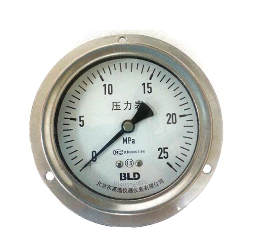 北京布莱迪不锈钢耐震压力表YTHN-150.AOYTN-150H测量有轻微腐蚀性的气 体或液体