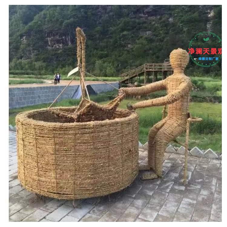 新农村卡通稻草人工艺品 稻草雕塑恐龙