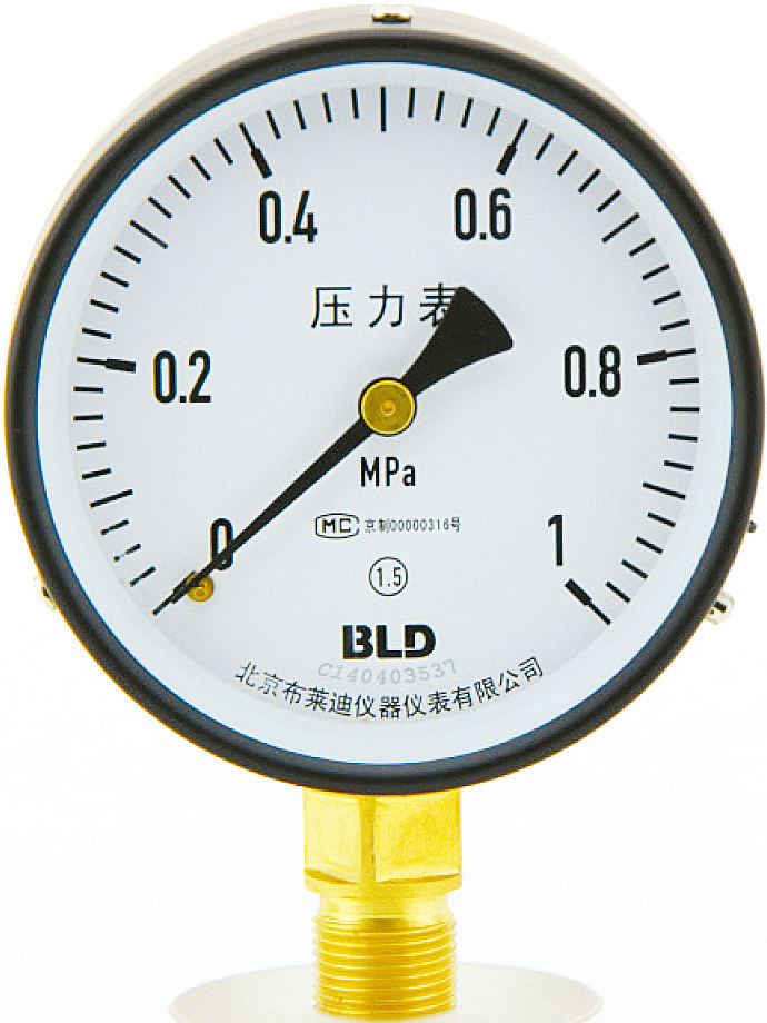 北京布莱迪BLD普通压力表Y-150铁壳铜接头暖通测水