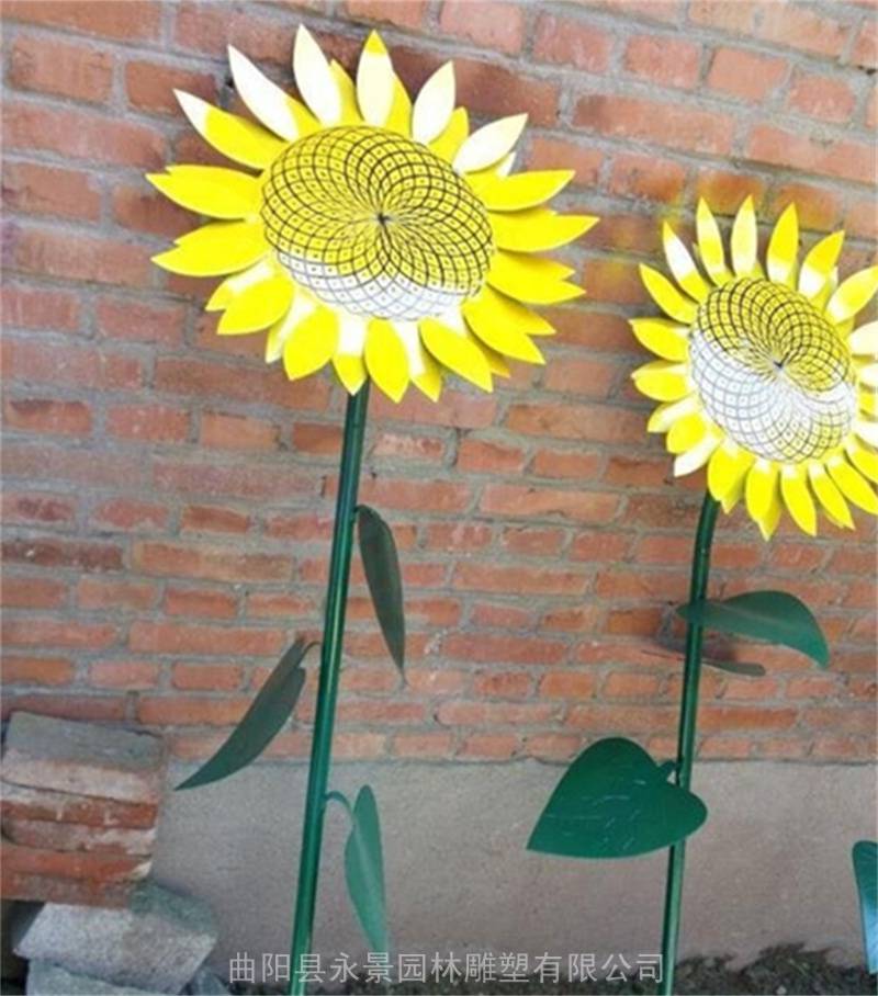 不锈钢向日葵雕塑制作 镜面喷漆太阳花朵园林摆件 永景