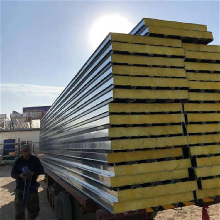 天津大港50厚岩棉彩钢板 夹芯复合板防火A级 隔间墙板安装