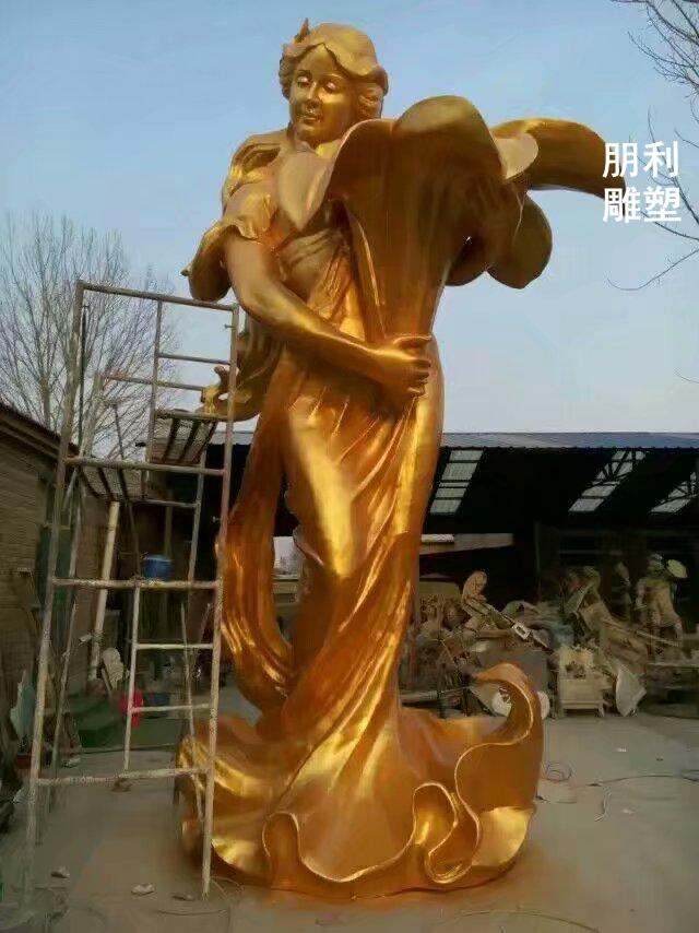 海螺女雕塑工厂 景观雕塑工程 玻璃钢大型雕塑制作厂家