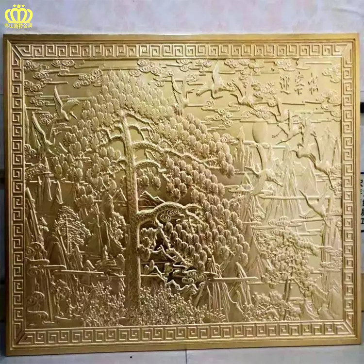 水波纹 新疆别墅铜板浮雕壁画
