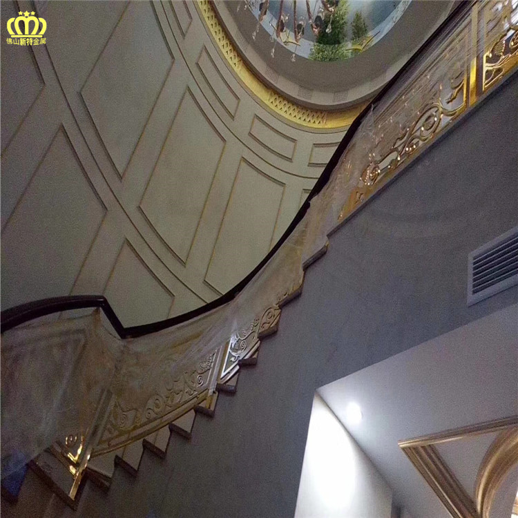 花格线条 嘉兴欧式铜楼梯扶手设计