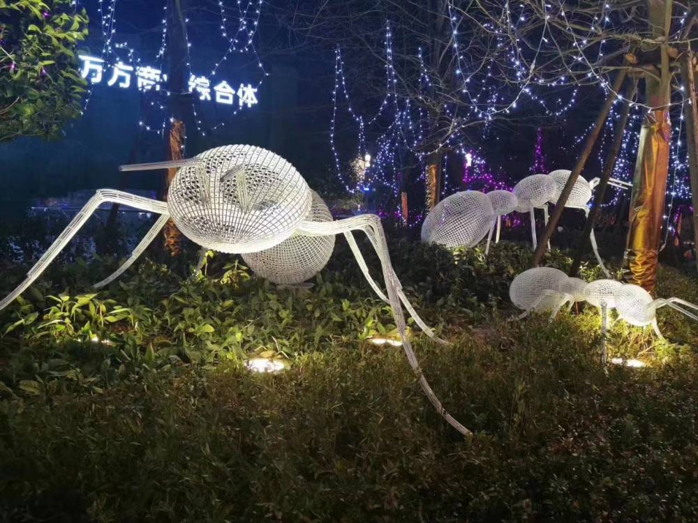 广州艺尔美不锈钢雕塑 户外大型不锈钢丝蚂蚁组合雕塑摆件