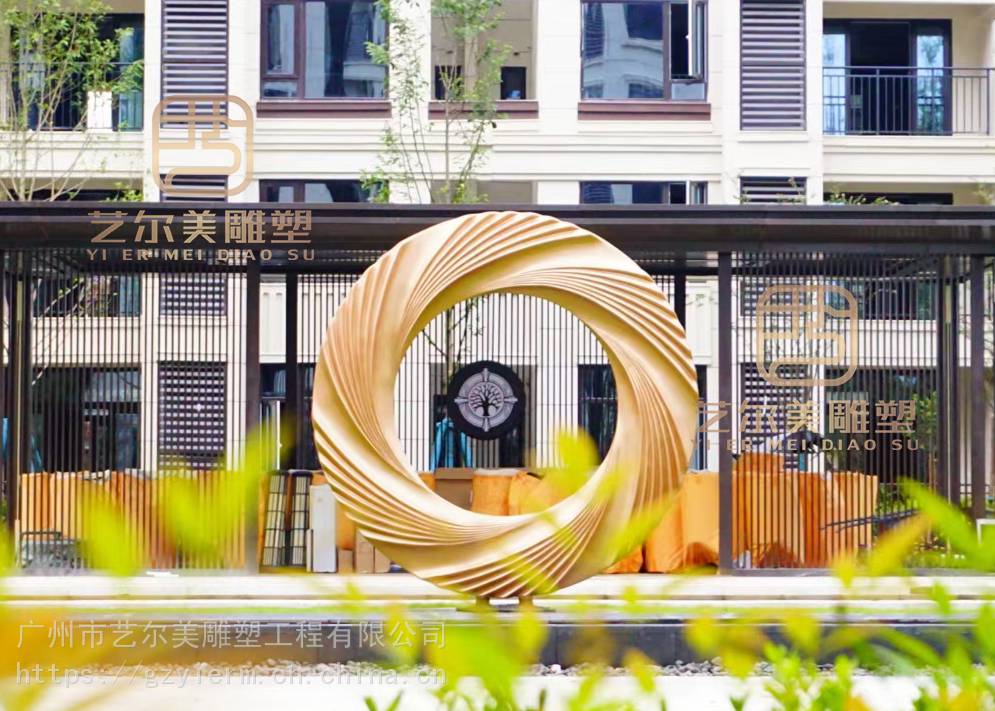 广州不锈钢雕塑生产厂家抽象圆圈环形户外景观园林雕塑定制