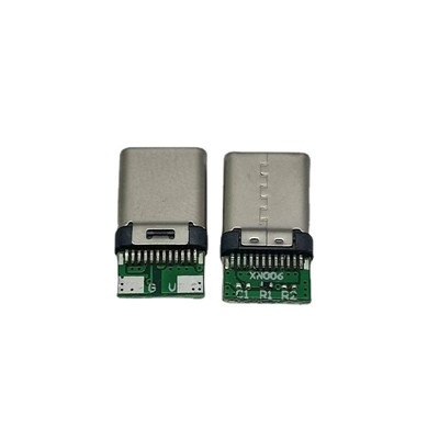 厂家供应USB连接器数据线插头铆合带板充电插头镀镍TYPEC二芯公头
