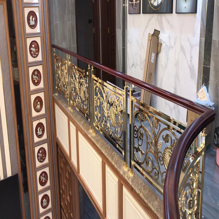 欧式铝板装饰别墅楼梯护栏 艺术金属雕花楼梯栏杆