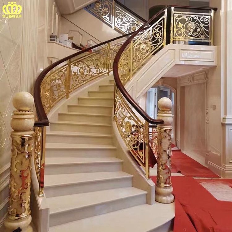 北京环保黄铜雕花楼梯设计 扶手 防锈抗污