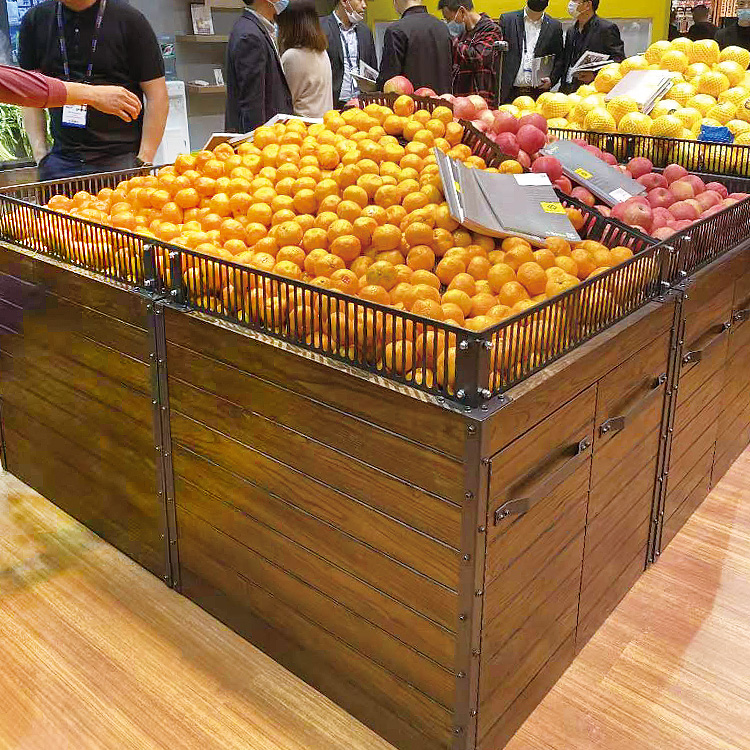 超市水果堆头木制促销台