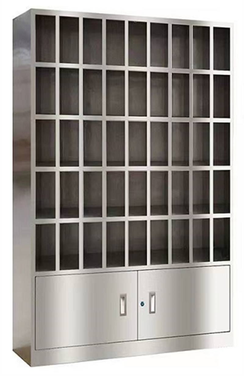 不锈钢水杯柜车间员工休息室茶水储物柜60格70格多格可定制