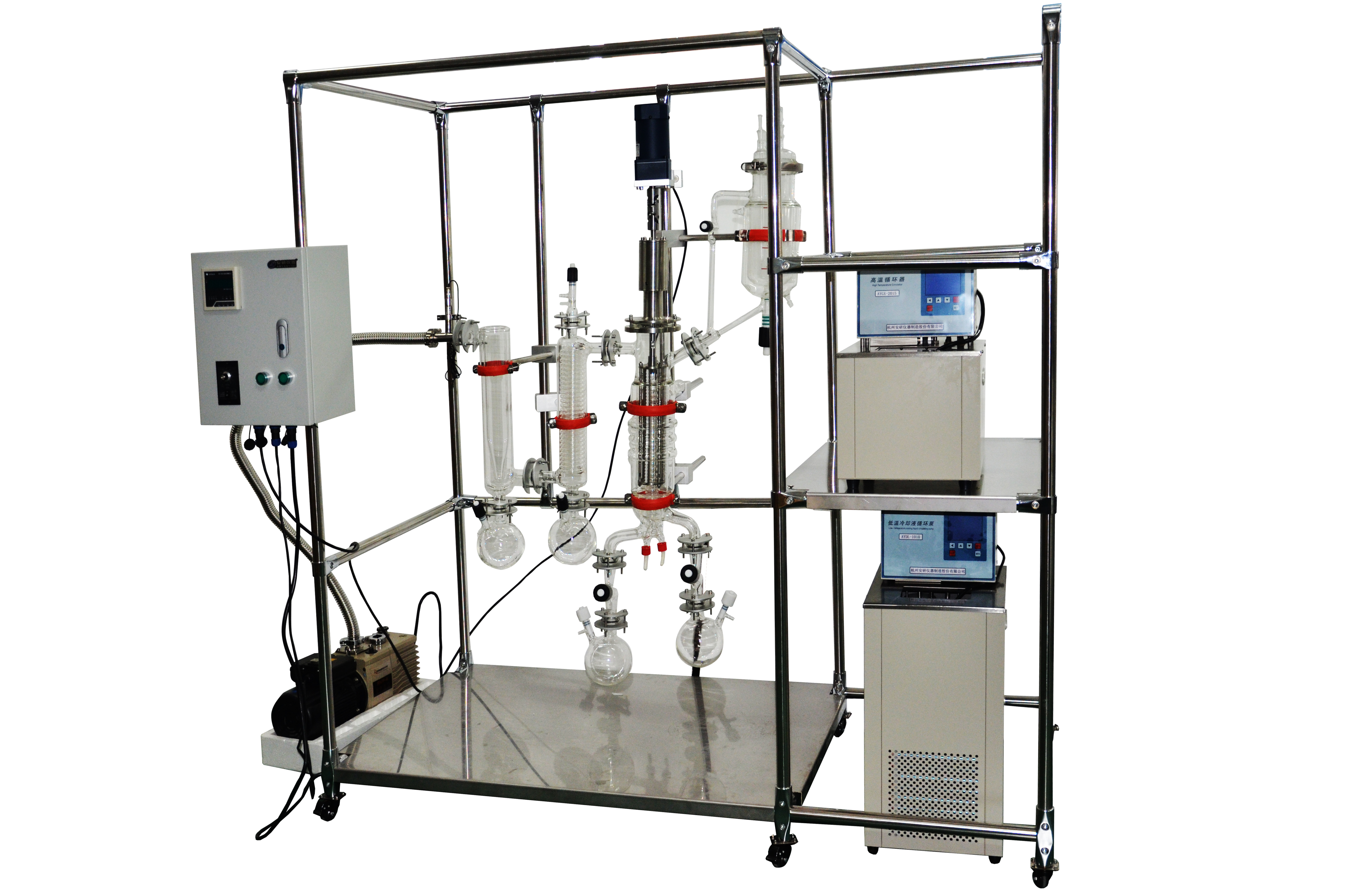 刮板式分子蒸馏仪 AYAN-F100短程分子蒸馏仪 实验室玻璃小型分离提纯蒸馏仪