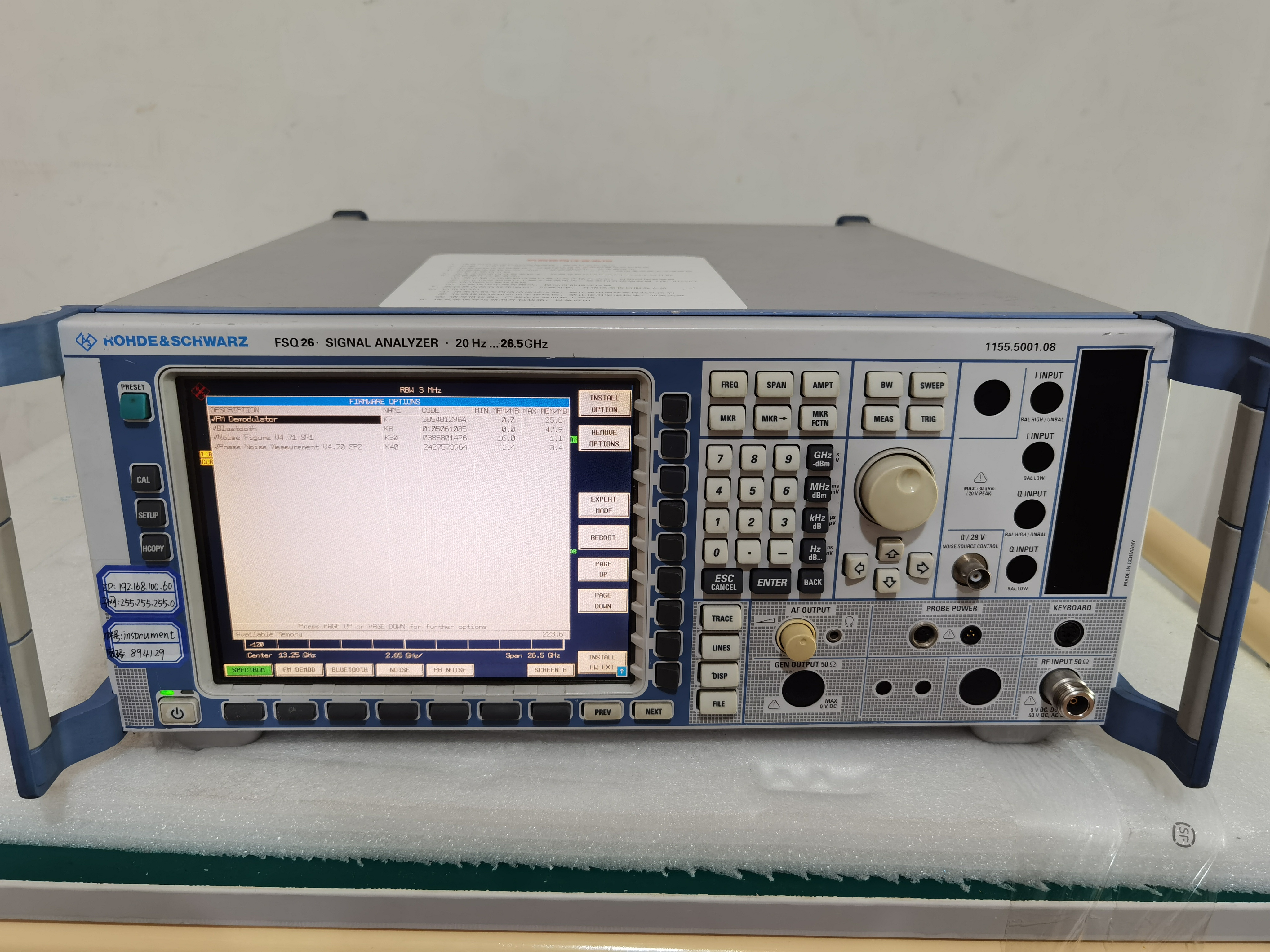 罗德与施瓦茨 FSQ26信号分析仪FSQ8 FSQ40收购频谱分析仪