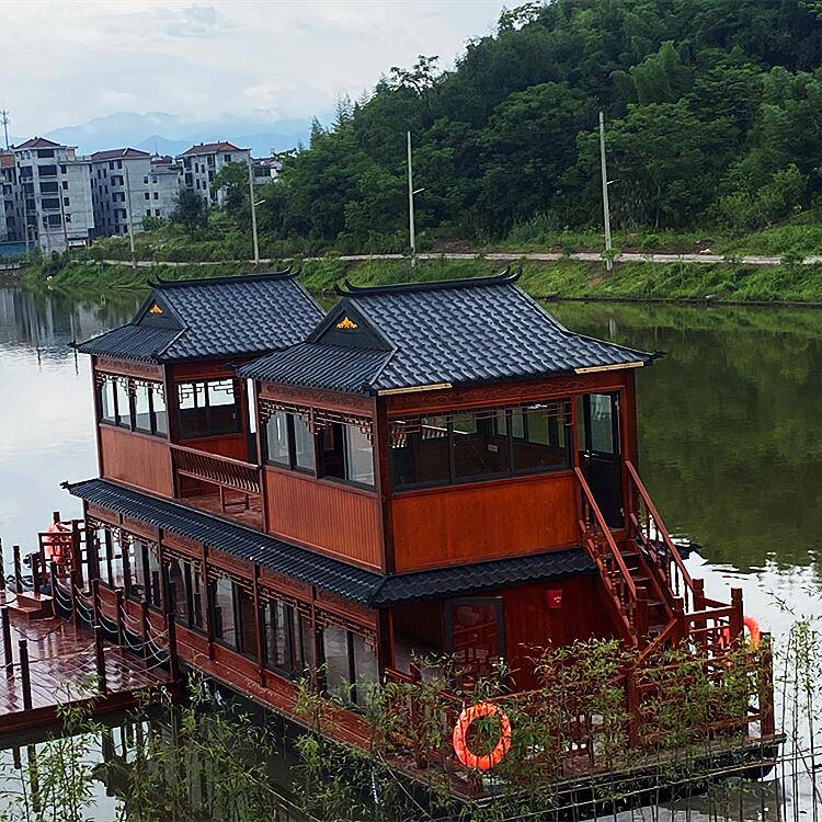 16米双层大型餐饮画舫船双包间带卫生间观光游船