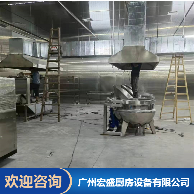 广州荔湾厨房工程布局 工厂不锈钢餐桌 设计施工