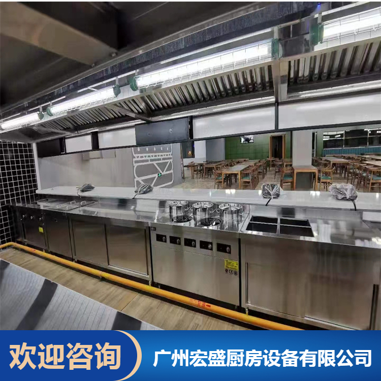 江门厨房设备定制 工厂不锈钢餐桌 除尘通风管排烟管