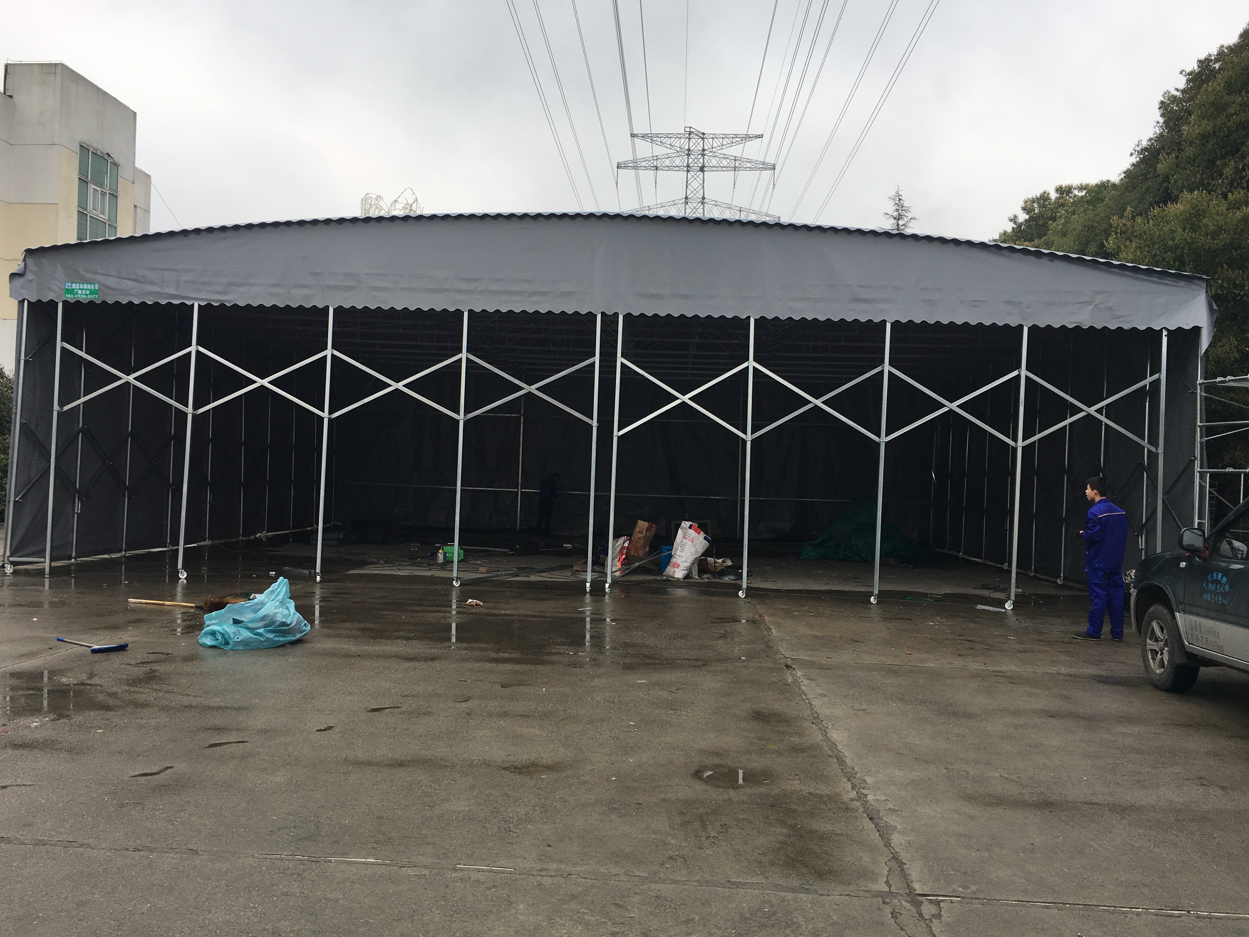 专业雨棚厂家 大型推拉伸缩折叠可移动雨棚遮阳蓬停车蓬 膜结构