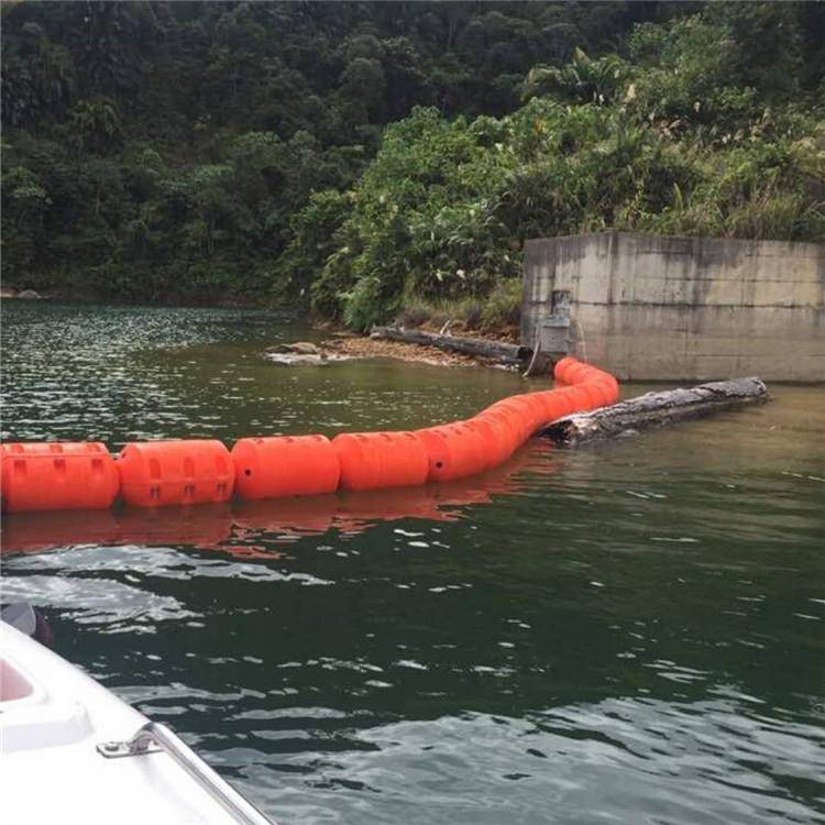 水面垃圾阻拦塑料浮体 圆筒形穿绳固定围栏浮漂排厂家