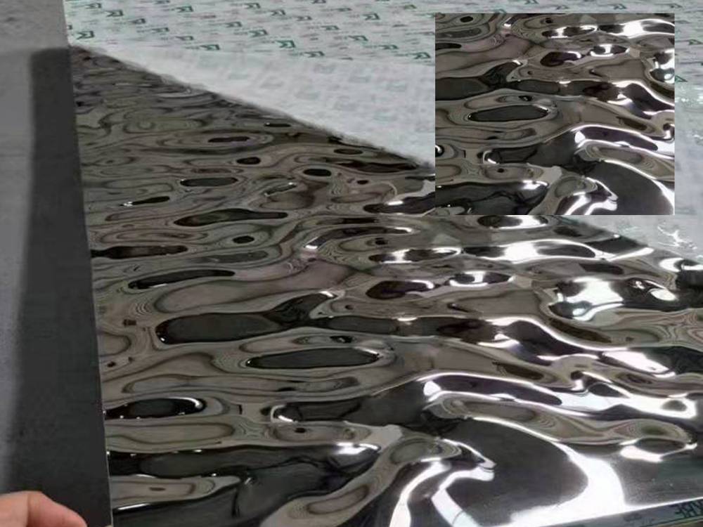 201镜面压花板 304切割折弯焊接 立体装饰水波纹激光