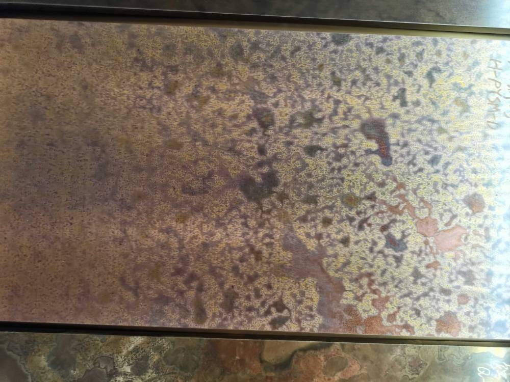 304不锈钢红色 黄青紫古铜做旧板 金属斑纹镀铜仿古板