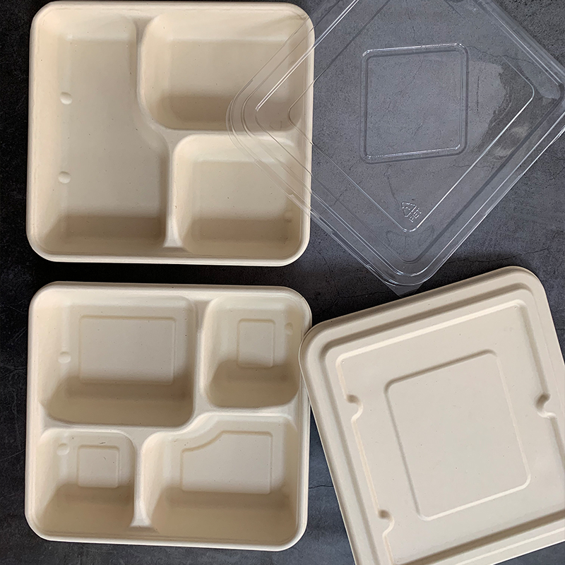 沃森环保饭盒 一次性四格餐盒 学生食堂餐具定制